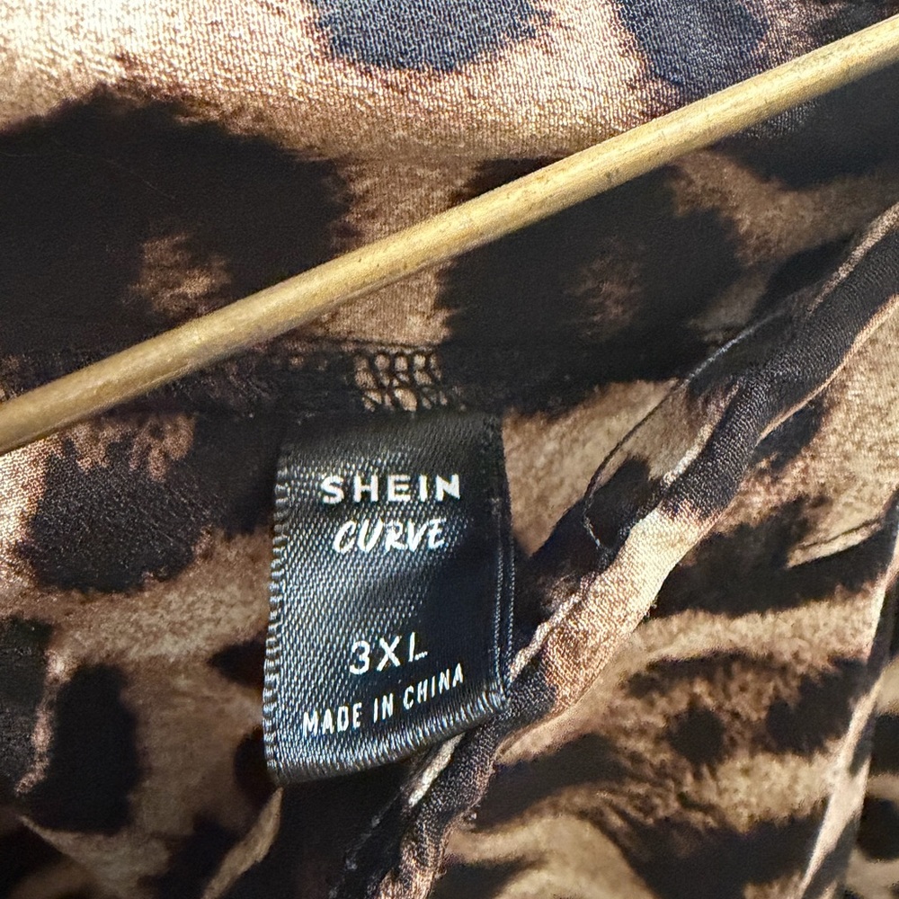 SHEIN Curve Black and Brown Leopard Print Dress